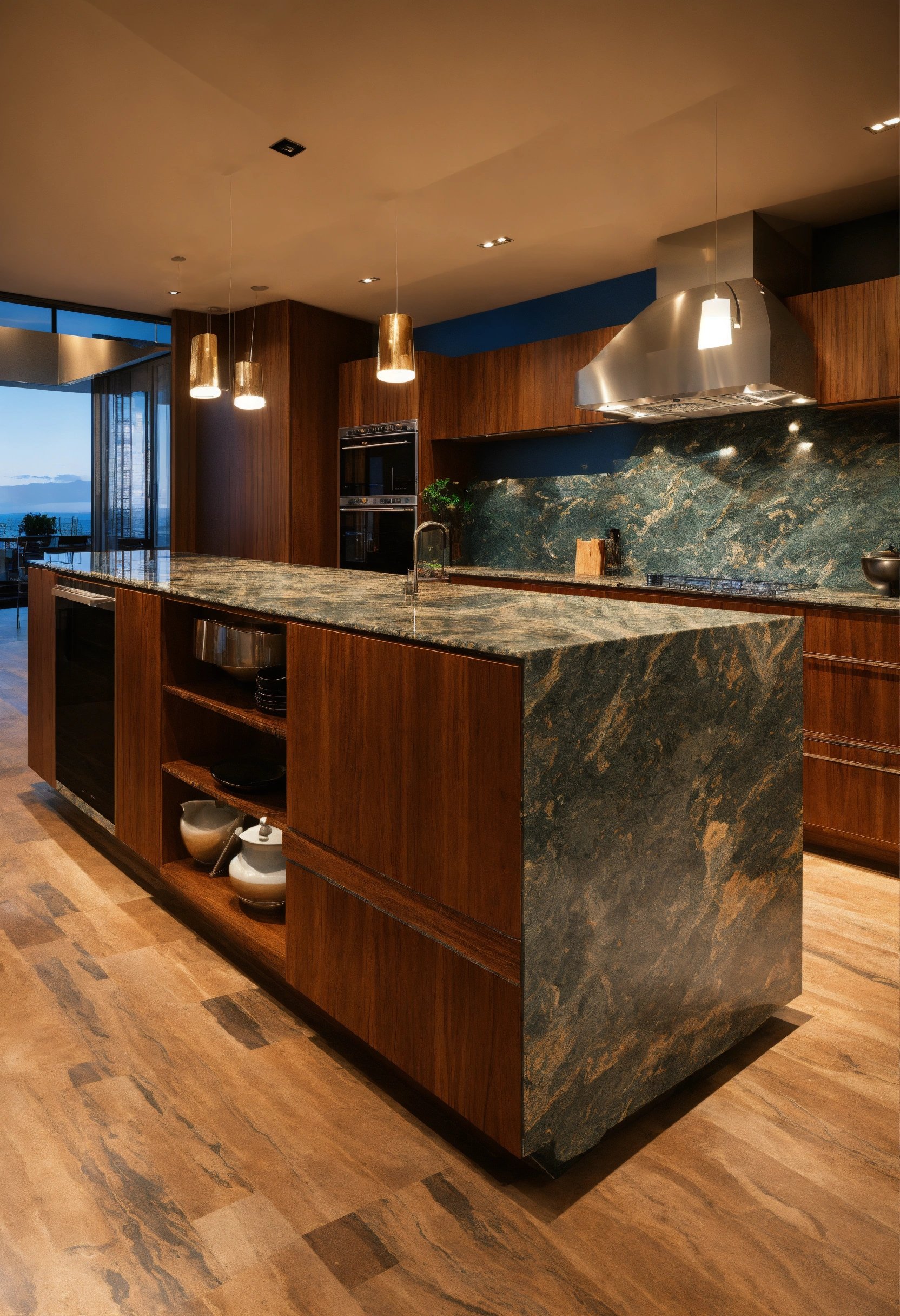 Contemporary kitchen granite island 3D Art (1)