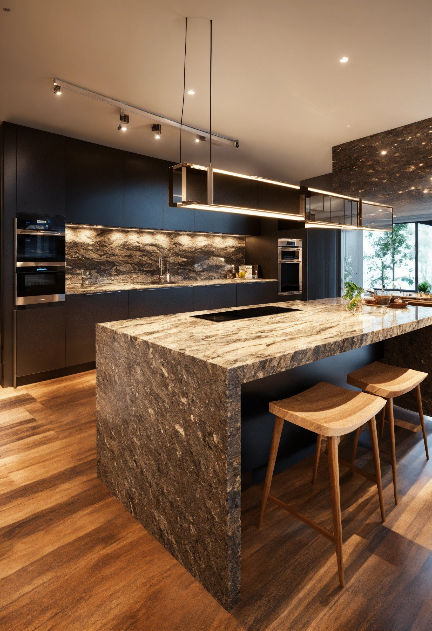 Contemporary kitchen granite island 3D Art