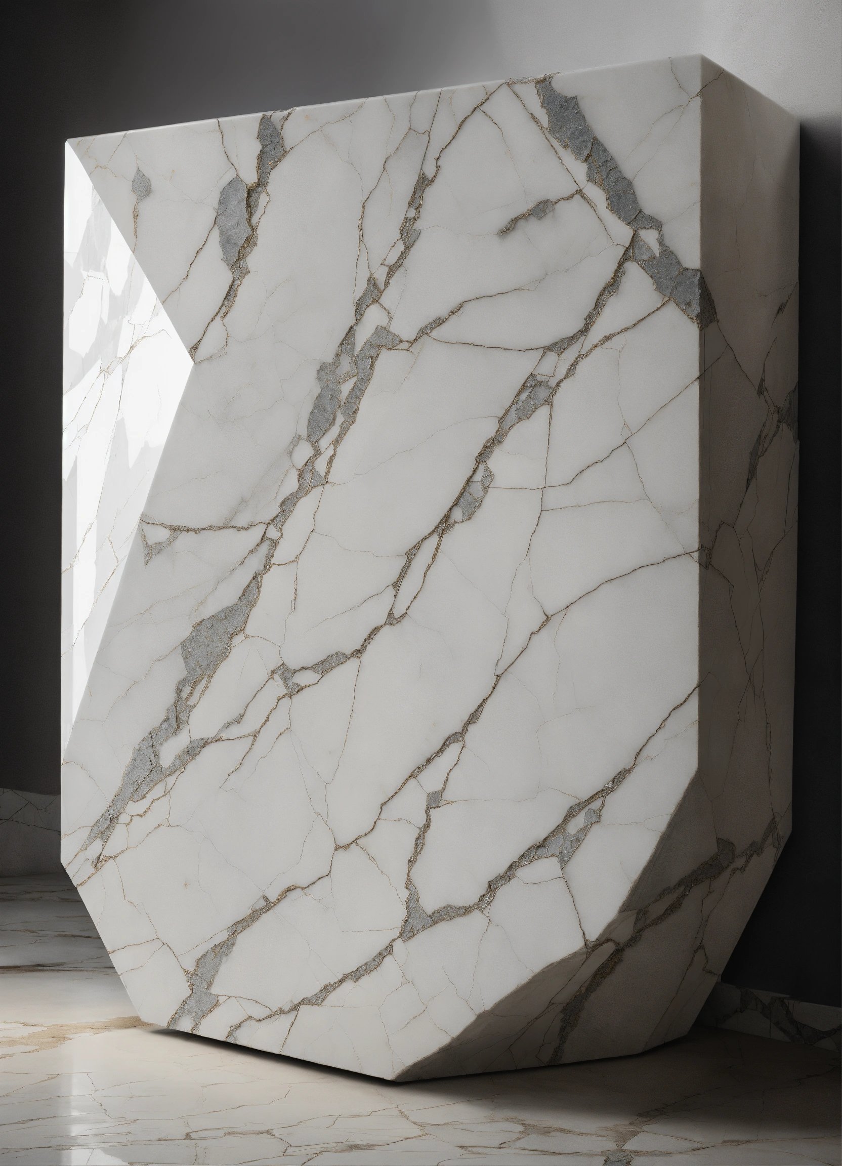 white marble made of fragments and with cracks. Re (2)