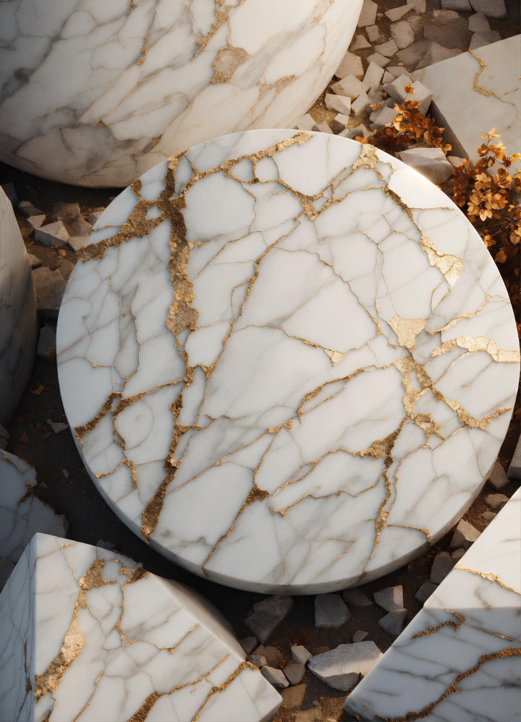 white marble made of fragments and with cracks. Re (3)