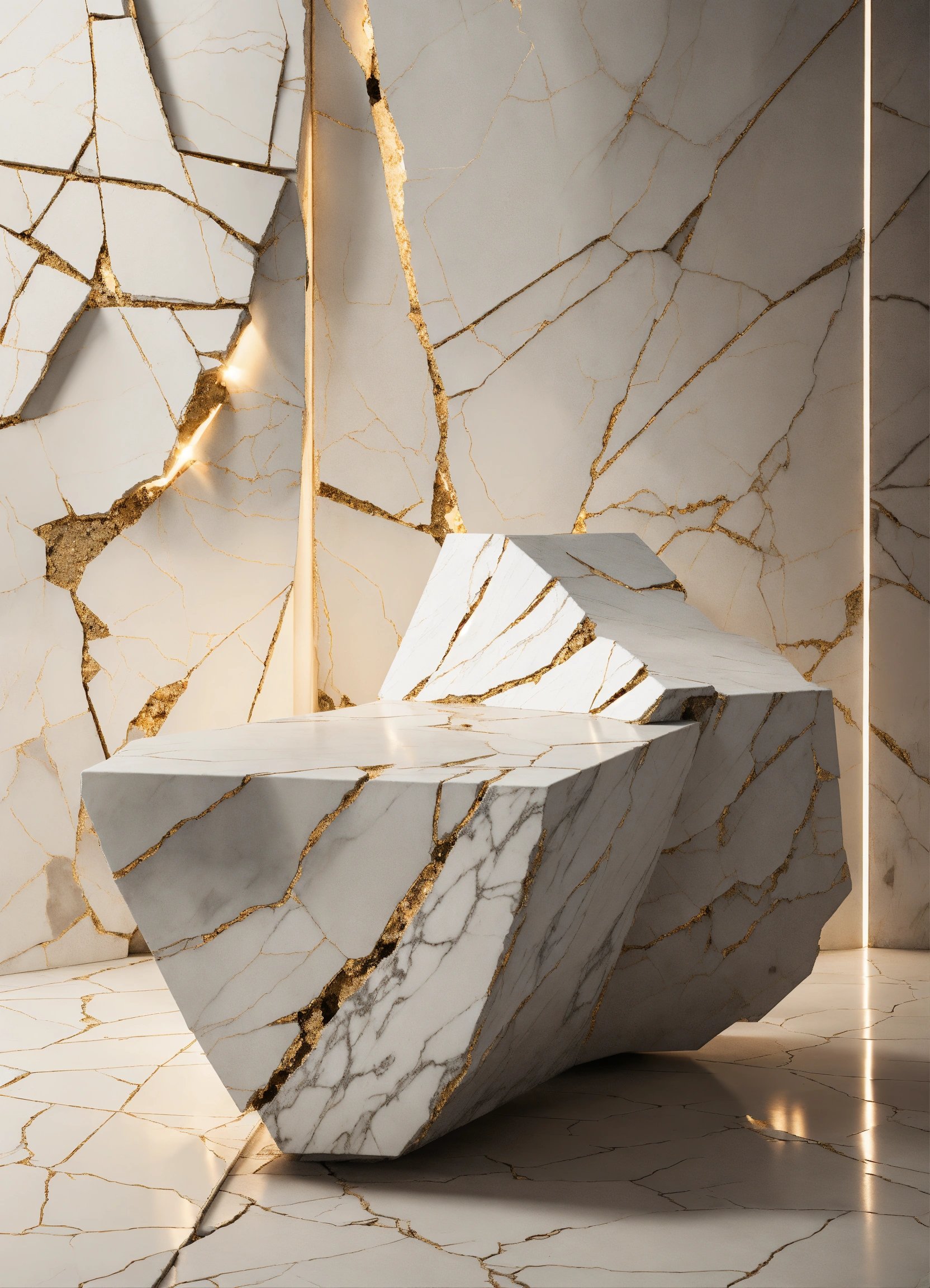 white marble made of fragments and with cracks. Re (4)